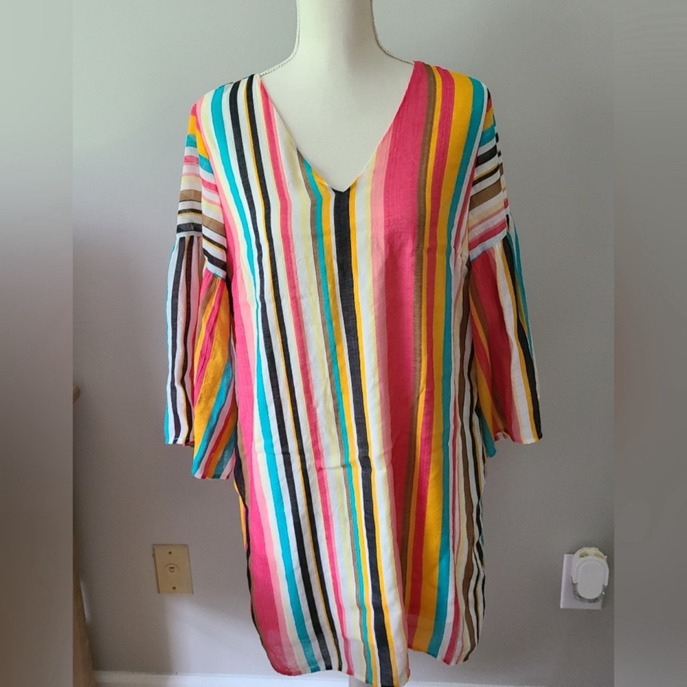 Listicle multi color striped lightweight dress Size Large sundress flowy lined
